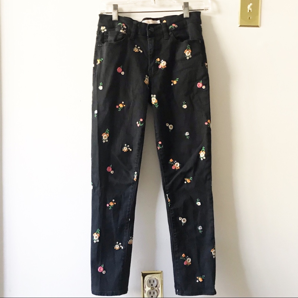 Tory Burch “Brindle Embroidered Jeans.”